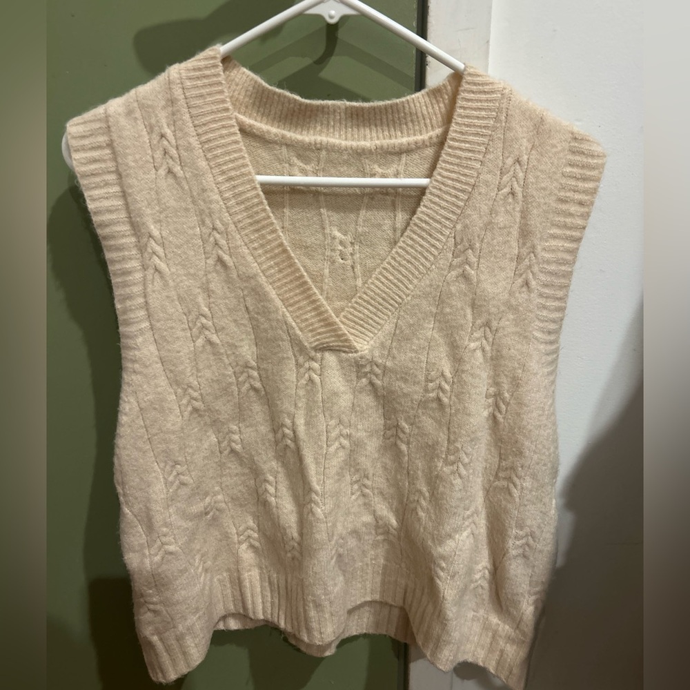 Cream Cable Knit Sweater Vest